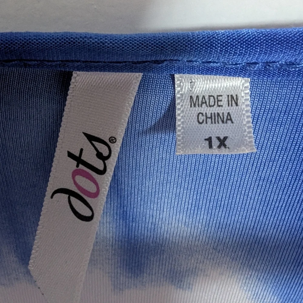 Blue Tie-Dye Sleeveless Dress with Stud Accents - Picture 2 of 7